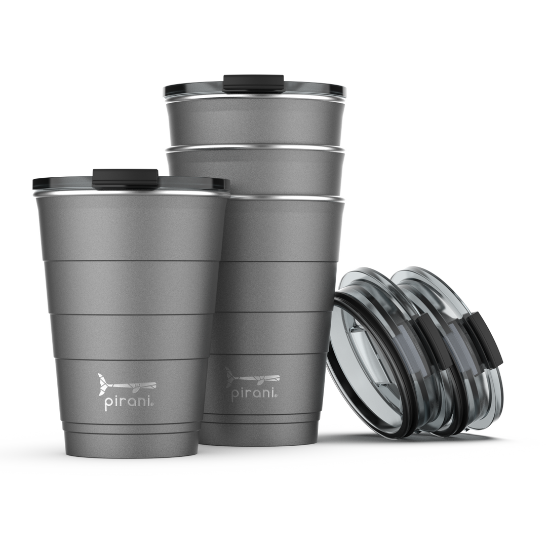 16oz Insulated Stackable Tumbler  - 14 Pack - The Ultimate Beer Pong Set - Slate#color_slate
